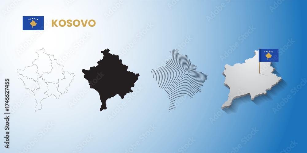 Obraz premium Kosovo illustration map with four option shape