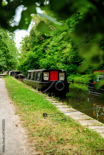Fotografie Canal boat in UK in summer