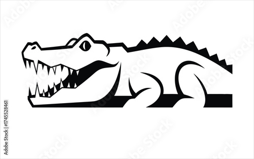 Vectorized Crocodile for print, sketch, Drawing, Decoration