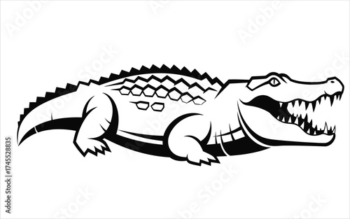 Vectorized Crocodile for print, sketch, Drawing, Decoration