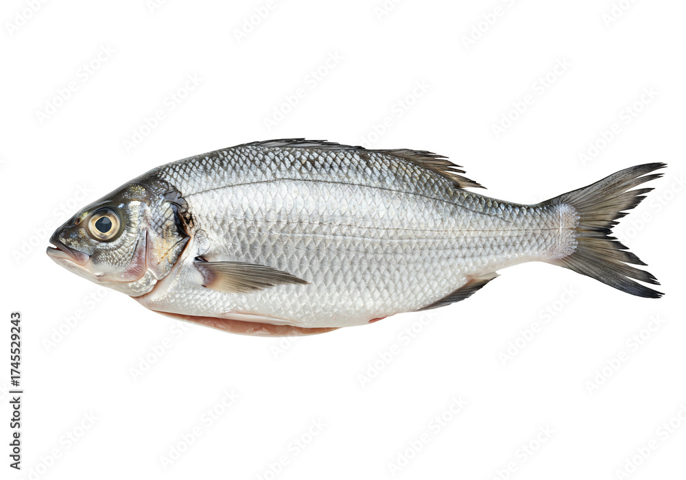 Obraz premium Silver fish with scales against a transparent background