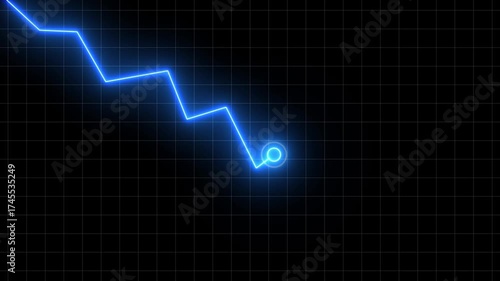 Un successes business graph chart with glowing neon line.