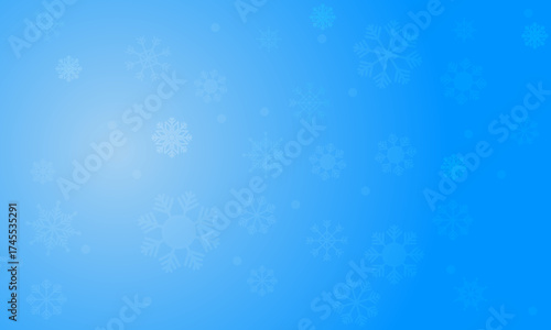 Blue background with faint snowflakes, Winter or Christmas backdrop 