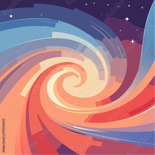 Spiral galaxy swirl with cosmic stars and nebula