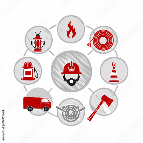 Fire Safety and Firefighting Equipment Icons