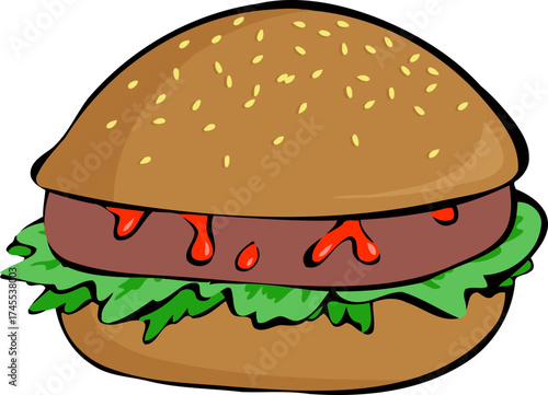 hamburger on white background