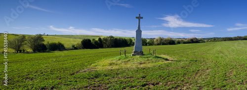 Holy Cross in the fields near the town of Sloup. A place to rest and meditate. South Moravia, Czech Republic.