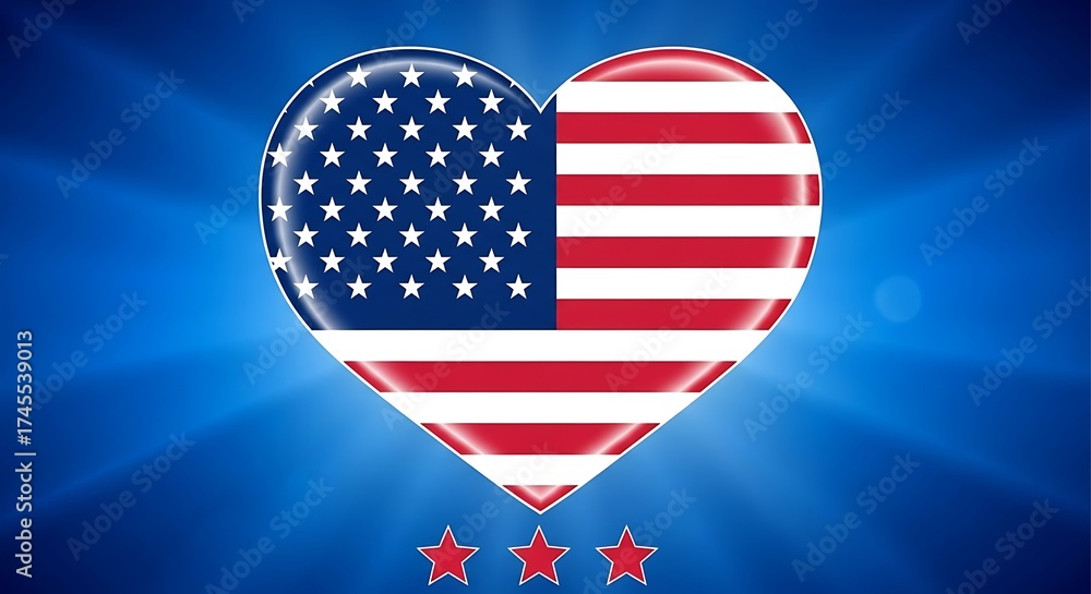 Obraz premium Heart shaped american flag with stars and stripes