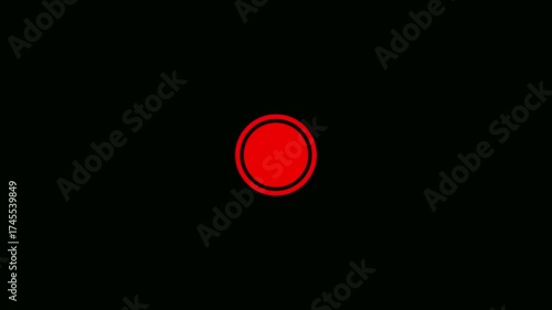  Recording icon animation, camera REC sign video on transparent background, red recording symbolwith alpha channel, broadcasting and voice recorder animation.