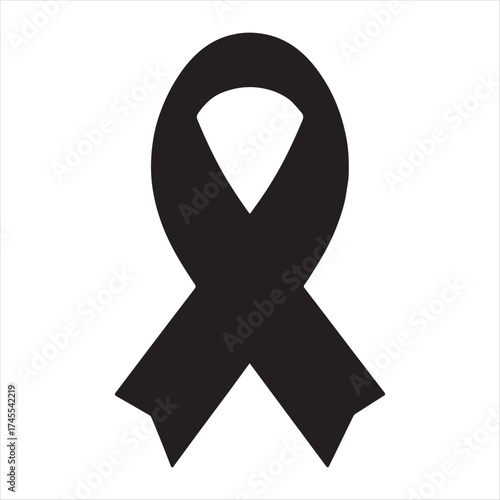 Simple black awareness ribbon symbol of mourning remembrance and support for a cause
