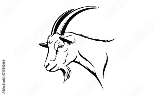 Vectorized Goat for print, sketch, Drawing, Decoration, Wallpaper