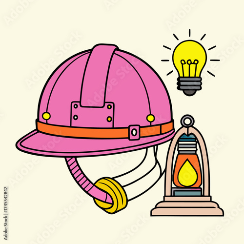 illustration of a helmet with a bell