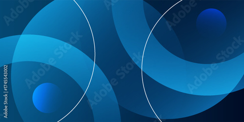 Abstract blue background with sparkling geometric lines. Modern blue gradient circle shape design. Futuristic technology concept. Suitable for modern brochures, posters, banners, and covers.