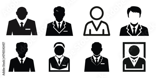 client silhouette business vector icon bundle