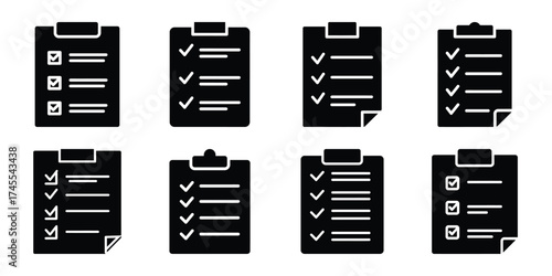 checklist silhouette business vector icon bundle