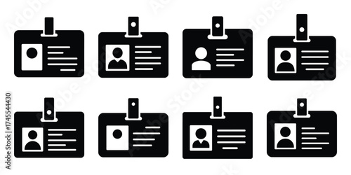 id badge silhouette business vector icon bundle