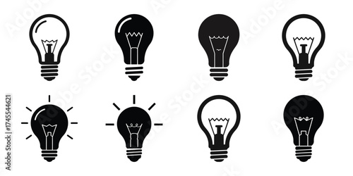 light bulb idea icon set silhouette business vector icon bundle
