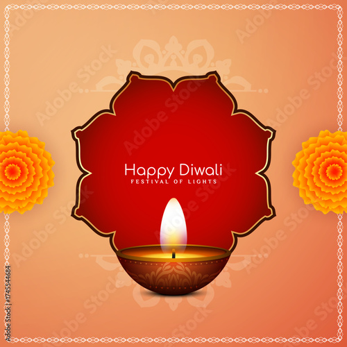 Happy Diwali Indian religious traditional festival greeting card
