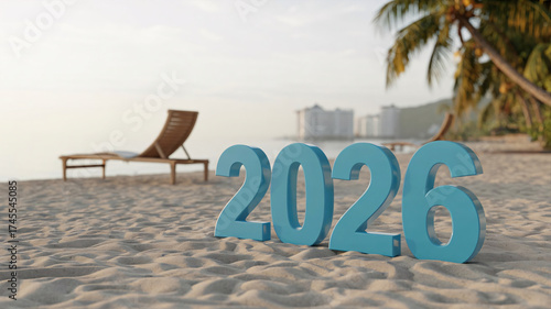 Plan your 2026 beach escape now with this tropical paradise scene on the shoreline