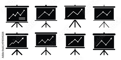 presentation board silhouette business vector icon bundle