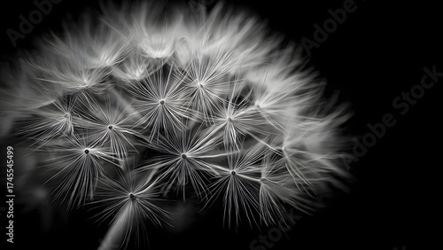 Naklejki na meble Black and white Dandelion in the sun  Black and white abstract dandelion flower background, extreme closeup with soft focus 