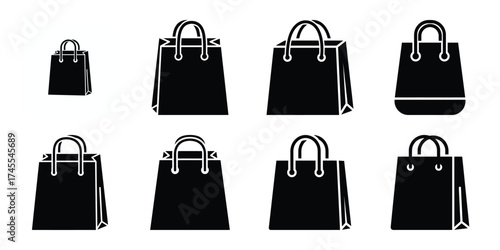 shopping bag silhouette business vector icon bundle