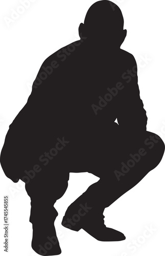 vector,silhouette of man squatting