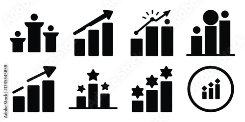 success silhouette business vector icon bundle