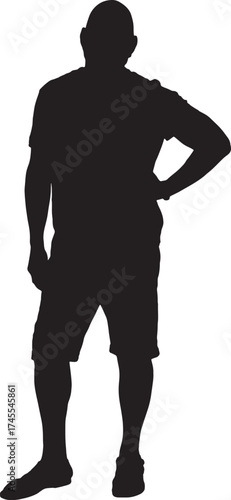 vector, silhouette of front view of a man standing
