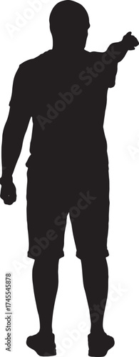 vector, silhouette of back view of a man pointing