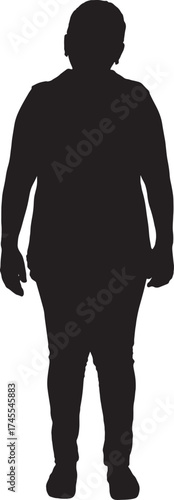 vector,silhouette o front view of a woman standing