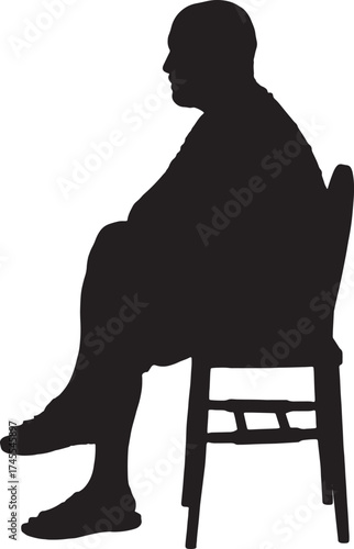 vector,   silhouette of side view of a man sitting on chair