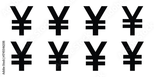 yen sign silhouette business vector icon bundle