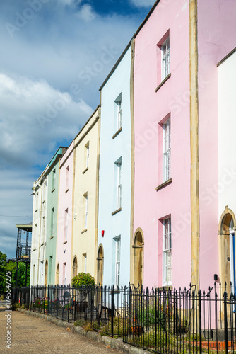 Obraz na plátně Colorful houses in British coastal town