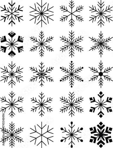 Snowflake vector designs winter crystal