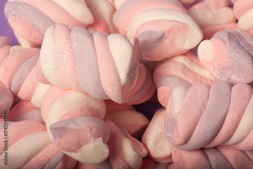 marshmallows on a purple backround
