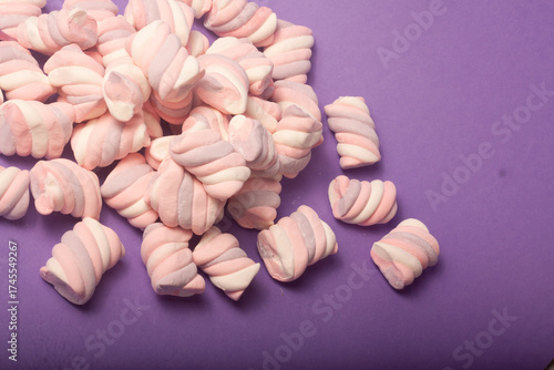 marshmallows on a purple backround
