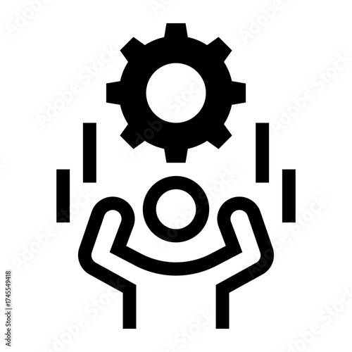 Icono de eficiencia laboral. Mejora de procesos con engranaje y persona activa. Ilustración vectorial
