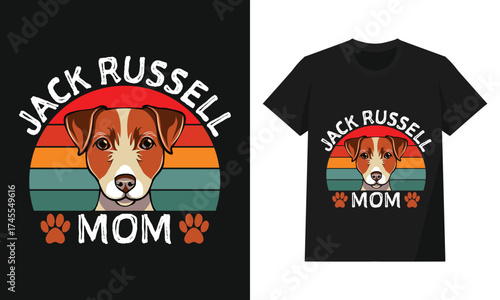Jack Russell Mom – Retro Vintage Dog Lover T-Shirt Design for Proud Pet Moms