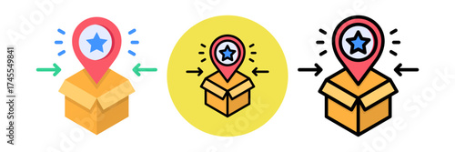 Brand Positioning Icon Flat & Flat Line Style Collection Set