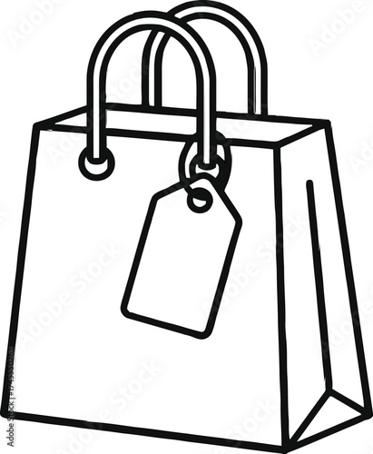 A minimalist shopping bag featuring a dangling blank tag; ideal for re