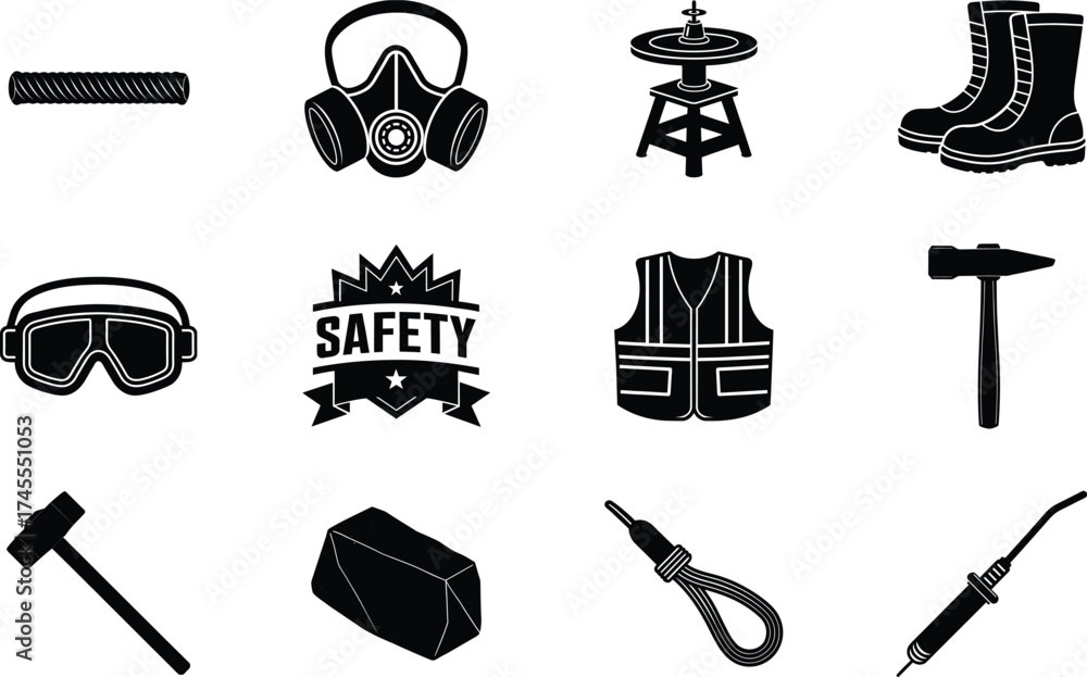 Fototapeta premium Welder Black Vector Isolated On White Background 