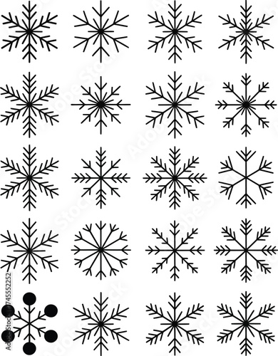 Black snowflake designs winter cold
