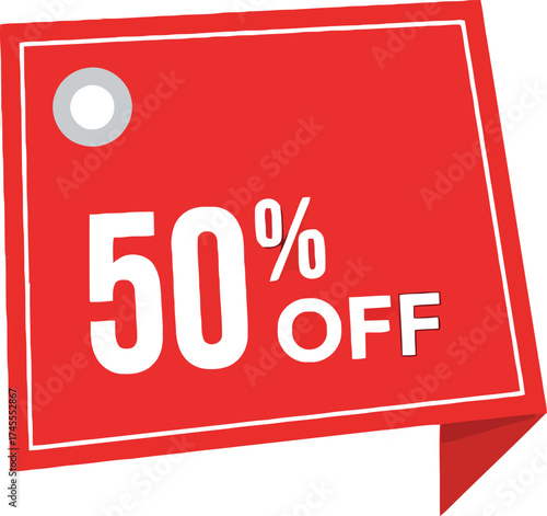 A vibrant red promotional tag announces a special 50 OFF deal for exci