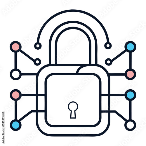 lock icon on metal internet button