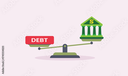 Balancing debt against financial gains on scale
