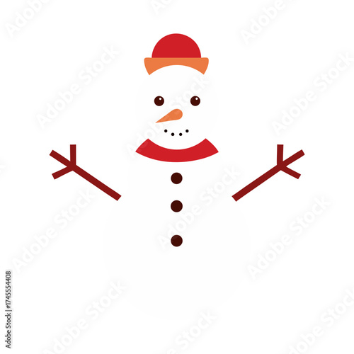 snowman with twig arms christmas icon vector art
