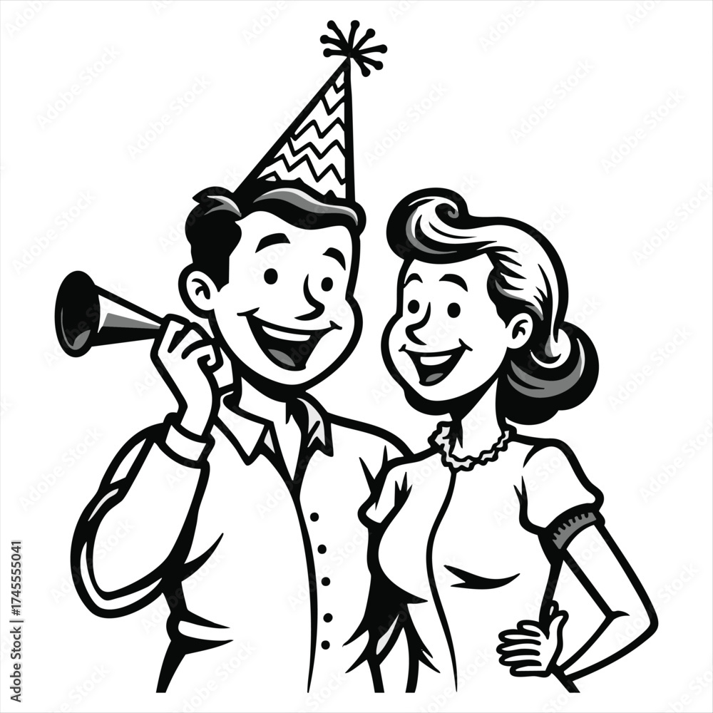 Fototapeta premium happy family of new year eve