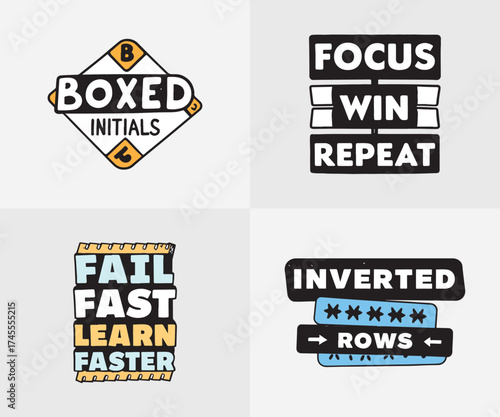 Typographic t-shirt design with some variants of motivational quotes