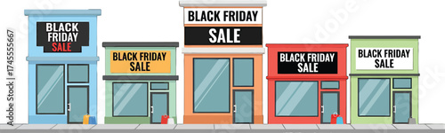 Wallpaper Mural Festive street with diverse shops showcasing prominent Black Friday sa Torontodigital.ca